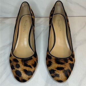 Talbots mob wife office siren leopard print ‘Isa’ calf hair pumps
